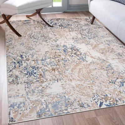 Produktbild von Mazovia Teppich Beige Modern Abstrakt Vintage - Wohnzimmer, Schlafzimmer, Esszimmer, Büro, Kurzflor Rechteckig - ® - 80 x 150 cm