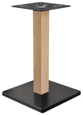 Produktbild von MADRID | Bistro Tischgestell | Schwarz/Eiche | Höhe: 71 cm | Säule: 8 x 8 cm | Bodenplatte: 50 x 50 cm | Gastro Restaurant Tischgestell