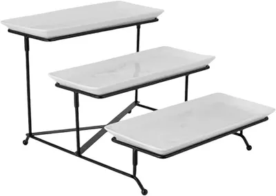 Produktbild von Schwarzes dreistöckiges Servierständer-Set – Tellerregal für Speisen, Desserts, Vorspeisen und Buffets bei Partys und Veranstaltungen