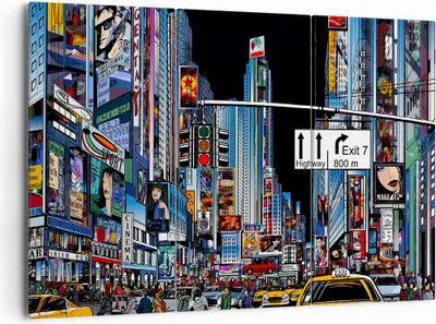 Produktbild von Bild auf Leinwand - Leinwandbild - Manhattan New York Straße - 165x110cm - Wand Bild - Wanddeko - Leinwanddruck - Bilder - Kunstdruck - Wanddekoration - Leinwand bilder - Wandkunst - CE165x110-2720