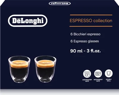 Image de Delonghi 5513284431, DLSC300 6 verres à double paroi, 90 ml, Collection Espresso
