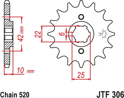 Immagine prodotto di JTSPROCKETS, pignone per catena, modello JTF306.14, anteriore, per motociclette HONDA NX, acciaio cromato
