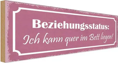 Produktbild von vianmo Holzschild 10x27 cm Beziehungsstatus quer im Bett Dekoration
