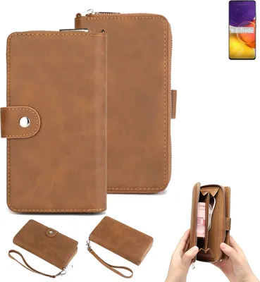 Produktbild von K-S-Trade Handyhülle Schutzhülle kompatibel mit Samsung Galaxy Quantum2 & Portemonnee Tasche Handytasche Case Etui Geldbörse Wallet braun (1x)