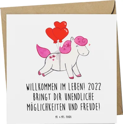 Produktbild von Mr. & Mrs. Panda Grußkarte 2022 Geburtstag Freude - Weiß - Geschenk, Happy Birthday, Geburtstagsfreude, Glückwunschkarte, Alter, Geburtstagsgeschenk, anlasskarte, Glück