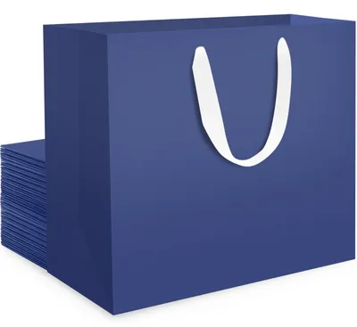 Image de Lot de 20 sacs cadeaux en papier bleu foncé avec poignées