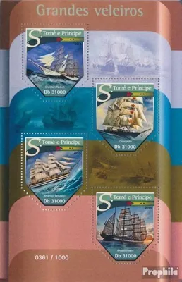 Produktbild von Briefmarken Sao Tome e Principe 2015 Mi 6445-6448 Kleinbogen (kompl. Ausgabe) postfrisch Segelboote