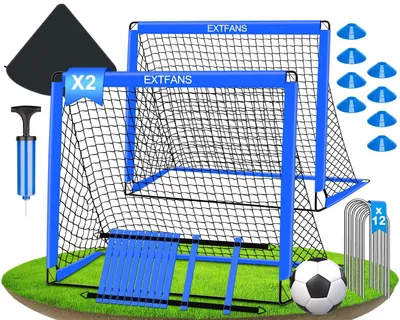 Image de Buts de football pliables, lot de 2, dimensions 120 x 90 cm, pour l'extérieur et les enfants