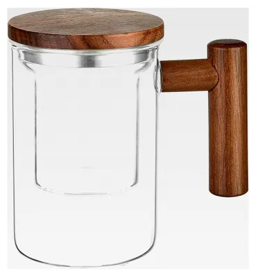 Produktbild von Teetasse mit Deckel und Sieb, 430 ml, Glas Teetasse mit Henkel, Borosilikatglas, spülmaschinengeeignet, Teebereiter und Geschenk für Tee-Liebhaber
