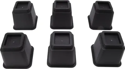 Image de 6 -pcs -lit -commode 5in haut carr?s trap?zoidal ergonomique plastique noir pour bureau ? domicile