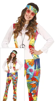 Immagine prodotto di Hippie Retro 60s 70s Carnival Flowy Fashion Boho Flower Power Festival Fashion Colourful Peace Love Vest, Taglia: 14 - 16 anni Colore: Multicolore
