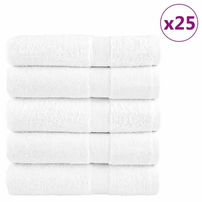 Image de vidaXL Serviettes de bain haut de gamme SOLUND, lot de 25, blanches, 100 x 150 cm, 600 g/m²