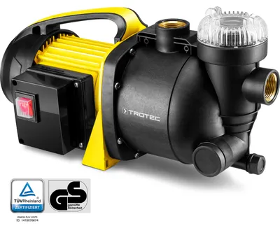 Produktbild von TROTEC Gartenpumpe mit Filter TGP 1005 E Wasserpumpe Pumpe  1.000 Watt Leistung  3300 l/h Förderleistung 4,2 bar Förderdruck Rasensprenger Gartenbewässerung Bewässerung