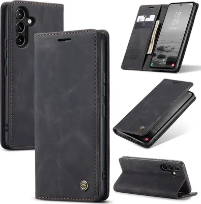 Image de Galaxy A54 5G Cover, RetroPolyuréthaneLeather Case with Stand Function Protection Case for Samsung Galaxy A54 5G Black