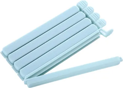 Image de 5 clips de fermeture en plastique pour sacs alimentaires, réutilisables, portables, L, bleu