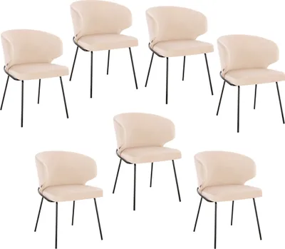 Produktbild von HOME DELUXE - Polsterstuhl AMARA- 7 Stück, Farbe: Samt Beige - weiche Polsterung, bis 120 kg belastbar I Küchenstuhl Speisestühle Esszimmerstühle