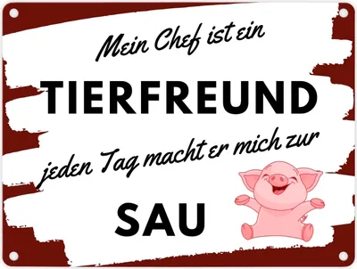 Produktbild von Mein Chef ist ein Tierfreund Metallschild in 15x20 cm mit Spruch