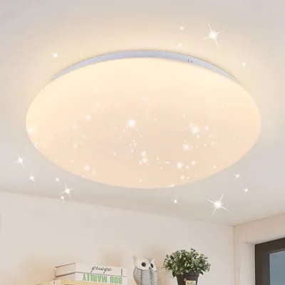 Productafbeelding van ZMH LED plafondlamp, slaapkamer, plafondlamp, 30 cm, sterrenhemel, warm wit licht, 18W, plafondverlichting, IP44, rond, geschikt voor keuken en kinderkamers