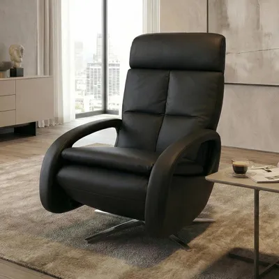Produktbild von Relaxsessel MCW-L11, TV-Sessel Liegesessel, Liegefunktion drehbar, elektrisch verstellbar Voll-Leder  schwarz