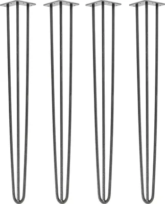 Produktbild von Natural Goods Berlin HAIRPIN Legs, Haarnadelbeine, Möbelfüße, Tischbeine, Industrial Anthrazit, 100 cm, 3 Streben, 4 Stück