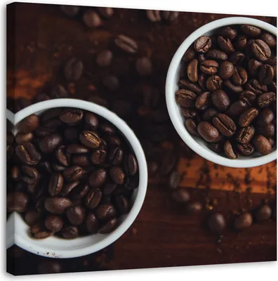Produktbild von Leinwandbild tassen voller kaffee 60x60 cm Feeby braun wandbild bereit zum aufhängen