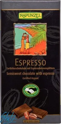 Produktbild von Rapunzel Zartbitterschokolade mit Espresso-Splittern 55%