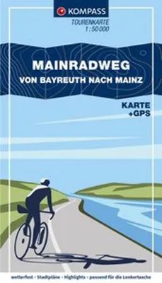 Image de Carte KOMPASS de la piste cyclable du Main, de Bayreuth à Mayence 1:50.000