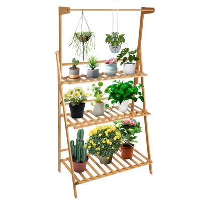 Produktbild von Blumenregal Pflanzenregal 3-Tier Blumenständer Blumenbank Blumentreppe für Balkon Garten Hölzern