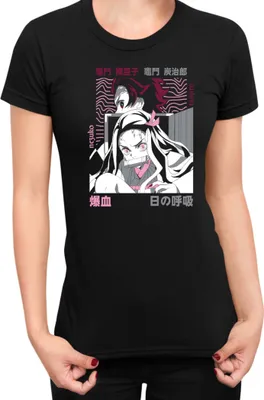 Produktbild von Damen T-Shirt Demon Anime Slayer Kimetsu No Yaiba Tanjiro Nezuko Kamado 004, Lady S / Schwarz