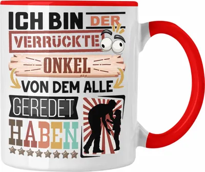 Produktbild von Trendation - Onkel Tasse Geschenk Spruch Lustig Geschenkidee für Onkel Geburtstag Ich Bin Der Verrückte Onkel (Rot)