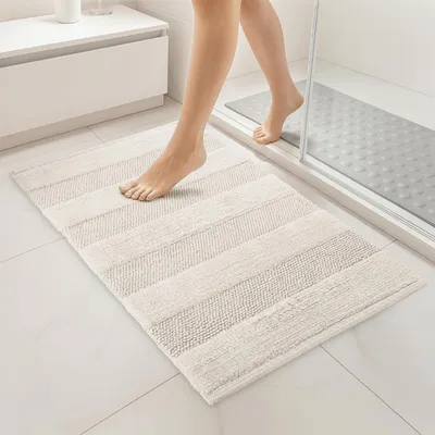 Zdjęcie produktu dla Mata łazienkowa Dariana Touch, 100% bawełna, 50 x 80 cm, kolor kości słoniowej – mata łazienkowa antypoślizgowa