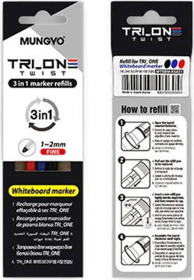 Produktbild von Ersatzminen für trocken abwischbare Marker, 3 Farben – Mungyo