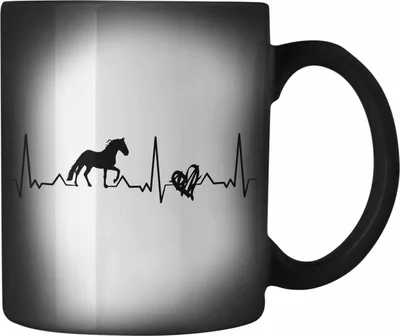 Produktbild von Trendation - Lustige Reiter Sprüche Geschenk Farbwechsel Zauber-Tasse Reiterin Pferde Mädchen Geschenkidee Pferde Herzschlag Herz (Schwarz)