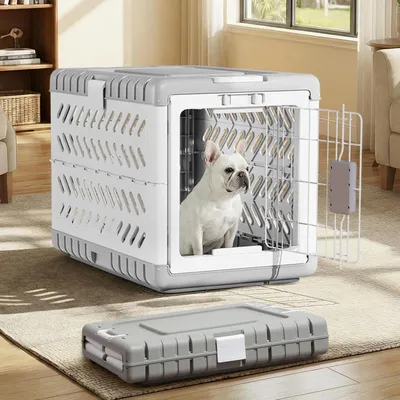 Image de Cage de transport pour chiens, taille M - Panier de voyage - Transport sûr - Pliable - 71 cm - Gris
