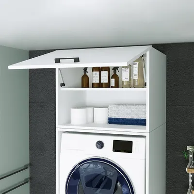 Image de Armoire superposable Roomart, « D2-W-S-ATL », armoire à abattants, armoire polyvalente, L x l x H : 57 x 67 x 66,8 cm,
