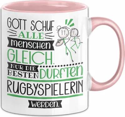 Produktbild von Rugbyspielerin Geschenk Becher Tasse Gott Schuf Alle Menschen Gleich Nur Die Besten Durfeten Rugbyspielerin Werden Geschenkidee Lustig (Rosa)