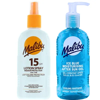 Immagine prodotto di Malibu impermeabile spray SPF15 200ml + gel dopo abbronzatura 200 ml