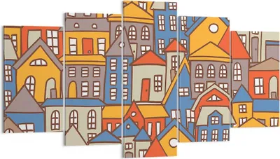 Produktbild von Bild auf Leinwand - Leinwandbild - Stadt Haus Straße - 160x85cm - Wand Bild - Wanddeko - Wandbilder - Leinwanddruck - Bilder - Kunstdruck - Wanddekoration - Leinwand bilder - Wandkunst - EA160x85-3953