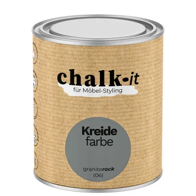 Produktbild von Kreidefarbe Chalk-it (06) Granite Rock 0,75L Shaby Chic Möbel Holzlack Natur Vintage Möbellack