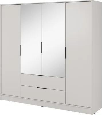 Zdjęcie produktu dla BETTSO Nowoczesna szafa LYKE do salonu z lustrem beżowa