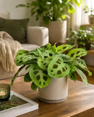 Produktbild von Maranta leuconeura Kerchoveana 30 cm | Korbmarante Gebetspflanze | Tropische Zimmerpflanze mit dekorativem Blattmuster