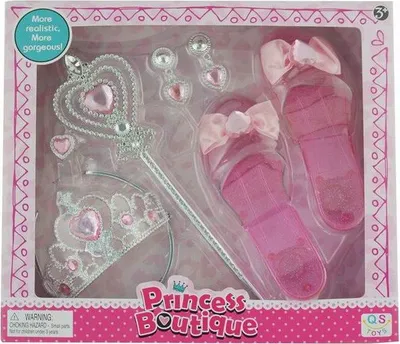 Produktbild von Kostüm Zubehör Set für kleine Prinzessinnen - Krönchen, Zepter, Ohrringe und Pantoffeln