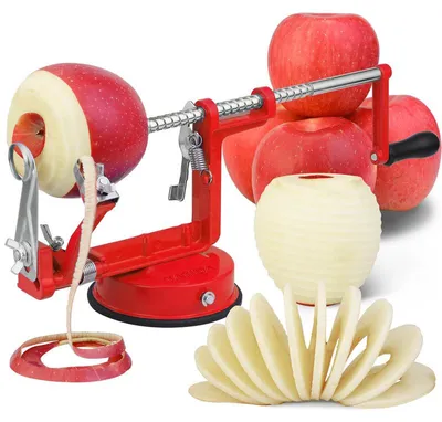 Produktbild von Apfelschäler 3 in 1, Kartoffelschäler, Edelstahl Heavy Duty mit Saugnapf Boden, Schälen, entkernen und in Scheiben schneiden, 30x13x10cm