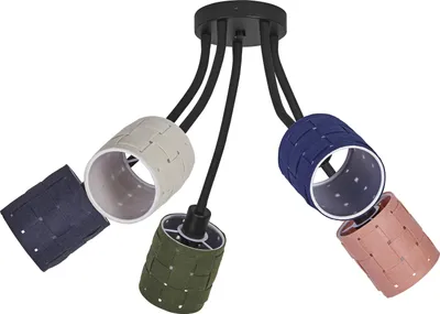 Zdjęcie produktu dla OSRAM lampa sufitowa 5-płomienna Decor Felt Weaving Puszki wykonane z filcu i metalu, E14, długość 630 mm, ciepłe efekty świetlne dzięki tkanemu kloszowi, trwałe dzięki wymiennemu źródłu światła, łatwy montaż