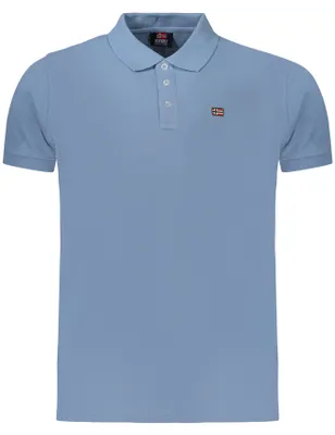 Produktbild von Herren Poloshirt Blau Kurzarm mit Applikation und Logo