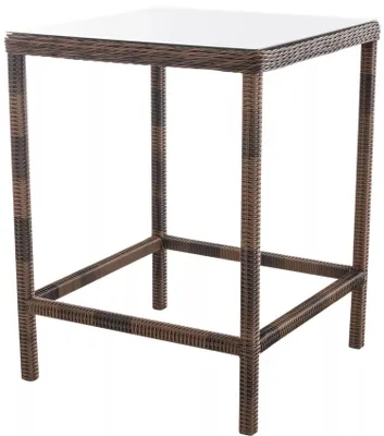 Produktbild von In And OutdoorMatch Gartentisch Jamie - Bartisch - Braun - Gartentisch Kunststoff - Gartentische - Tisch - Glastisch - 84 x 84 x 110,5 cm