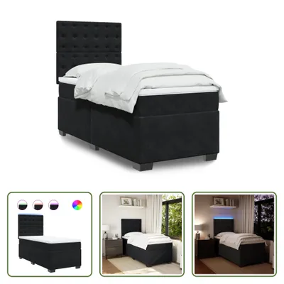 Produktbild von The Living Store Boxspringbett mit Matratze Schwarz 100x200 cm Samt