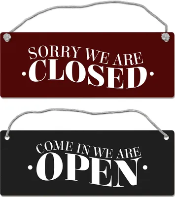 Produktbild von We are open oder we are closed Wendeschild mit Kordel in schwarz-rot Schild