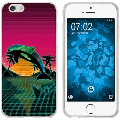 Produktbild von PhoneNatic Case kompatibel mit Apple iPhone 6 Plus / 6s Plus Silikon-Hülle Retro Wave Delphin M1