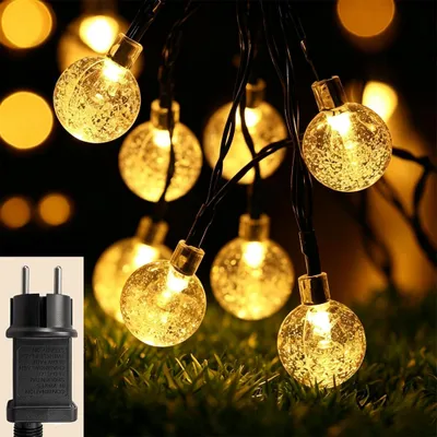 Lichterkette 20m 200 LED Kristallkugeln IP44 Timer